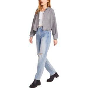 BB Dakota New Large Oversized Cropped Drop Sleeve Heather Grey Hoody